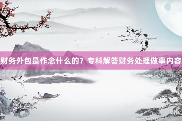财务外包是作念什么的？专科解答财务处理做事内容